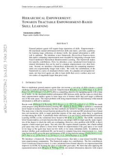 Hierarchical Empowerment: Towards Tractable Empowerment-Based Skill
  Learning