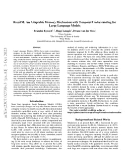 RecallM: An Adaptable Memory Mechanism with Temporal Understanding for
  Large Language Models