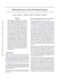 Offline Reinforcement Learning with Imbalanced Datasets