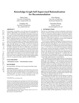 Knowledge Graph Self-Supervised Rationalization for Recommendation