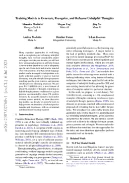 Training Models to Generate, Recognize, and Reframe Unhelpful Thoughts