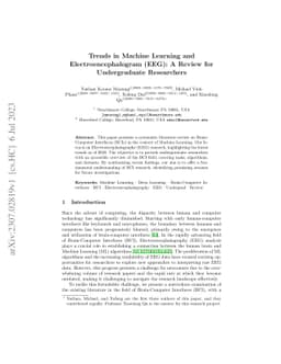 Trends in Machine Learning and Electroencephalogram (EEG): A Review for
  Undergraduate Researchers