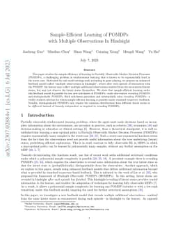 Sample-Efficient Learning of POMDPs with Multiple Observations In
  Hindsight