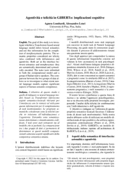 Agentività e telicità in GilBERTo: implicazioni cognitive