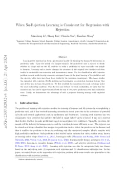 When No-Rejection Learning is Consistent for Regression with Rejection