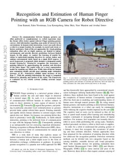 Recognition and Estimation of Human Finger Pointing with an RGB Camera
  for Robot Directive