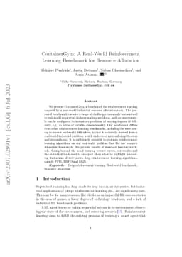ContainerGym: A Real-World Reinforcement Learning Benchmark for Resource
  Allocation