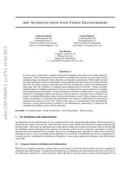Art Authentication with Vision Transformers