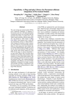 OpenDelta: A Plug-and-play Library for Parameter-efficient Adaptation of
  Pre-trained Models
