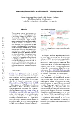 Extracting Multi-valued Relations from Language Models