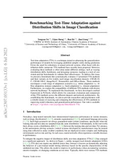 Benchmarking Test-Time Adaptation against Distribution Shifts in Image
  Classification