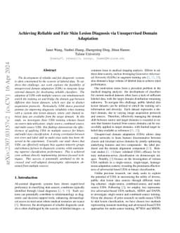 Achieving Reliable and Fair Skin Lesion Diagnosis via Unsupervised
  Domain Adaptation