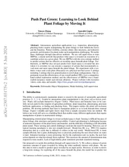 Push Past Green: Learning to Look Behind Plant Foliage by Moving It