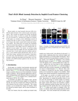 That's BAD: Blind Anomaly Detection by Implicit Local Feature Clustering