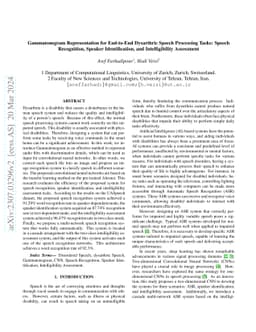 Gammatonegram Representation for End-to-End Dysarthric Speech Processing
  Tasks: Speech Recognition, Speaker Identification, and Intelligibility
  Assessment
