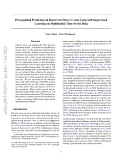 Personalized Prediction of Recurrent Stress Events Using Self-Supervised
  Learning on Multimodal Time-Series Data