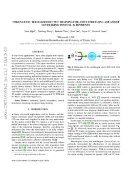 Token-Level Serialized Output Training for Joint Streaming ASR and ST
  Leveraging Textual Alignments