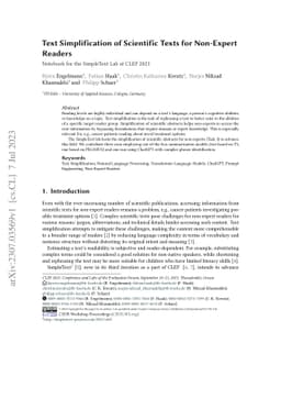 Text Simplification of Scientific Texts for Non-Expert Readers