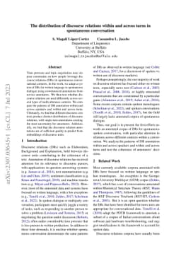 The distribution of discourse relations within and across turns in
  spontaneous conversation