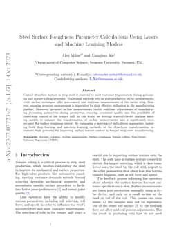 Steel Surface Roughness Parameter Calculations Using Lasers and Machine
  Learning Models