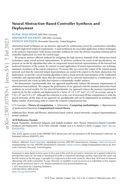Neural Abstraction-Based Controller Synthesis and Deployment