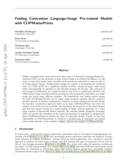 Fooling Contrastive Language-Image Pre-trained Models with
  CLIPMasterPrints