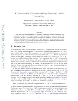 A Combinatorial Characterization of Supervised Online Learnability