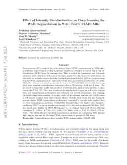 Effect of Intensity Standardization on Deep Learning for WML
  Segmentation in Multi-Centre FLAIR MRI