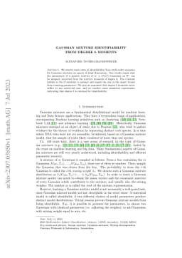 Gaussian Mixture Identifiability from degree 6 Moments