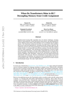 When Do Transformers Shine in RL? Decoupling Memory from Credit
  Assignment
