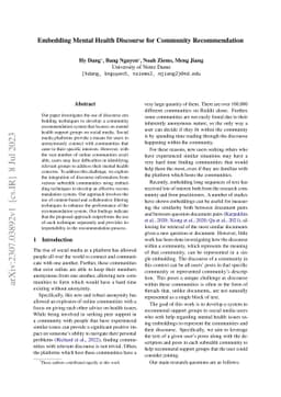 Embedding Mental Health Discourse for Community Recommendation