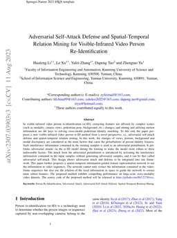 Adversarial Self-Attack Defense and Spatial-Temporal Relation Mining for
  Visible-Infrared Video Person Re-Identification