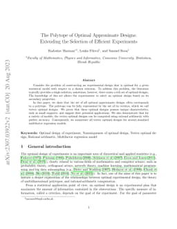 The Polytope of Optimal Approximate Designs: Extending the Selection of
  Efficient Experiments