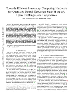 Towards Efficient In-memory Computing Hardware for Quantized Neural
  Networks: State-of-the-art, Open Challenges and Perspectives