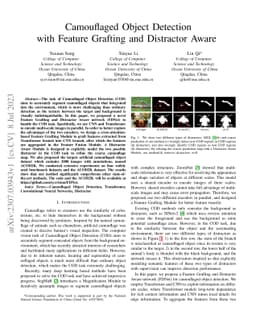 Camouflaged Object Detection with Feature Grafting and Distractor Aware