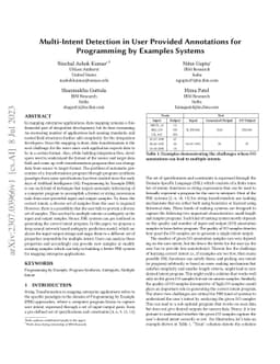 Multi-Intent Detection in User Provided Annotations for Programming by
  Examples Systems