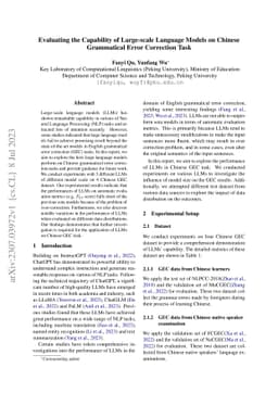 Evaluating the Capability of Large-scale Language Models on Chinese Grammatical Error Correction Task