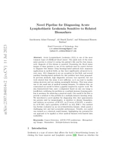 Novel Pipeline for Diagnosing Acute Lymphoblastic Leukemia Sensitive to Related Biomarkers