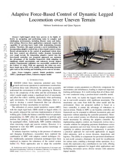 Adaptive Force-Based Control of Dynamic Legged Locomotion over Uneven
  Terrain