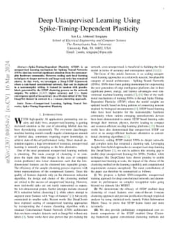 Deep Unsupervised Learning Using Spike-Timing-Dependent Plasticity