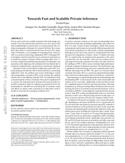 Towards Fast and Scalable Private Inference