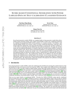 Score-based Conditional Generation with Fewer Labeled Data by
  Self-calibrating Classifier Guidance
