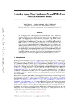 Learning Space-Time Continuous Neural PDEs from Partially Observed
  States