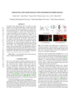 Enhancing Low-Light Images Using Infrared-Encoded Images