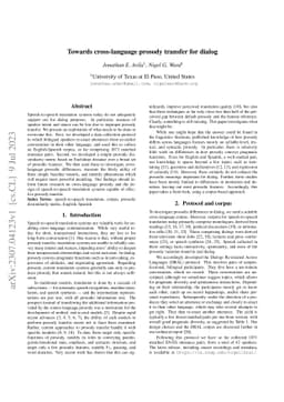 Towards cross-language prosody transfer for dialog