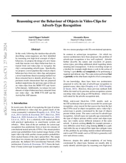 Reasoning over the Behaviour of Objects in Video-Clips for Adverb-Type
  Recognition