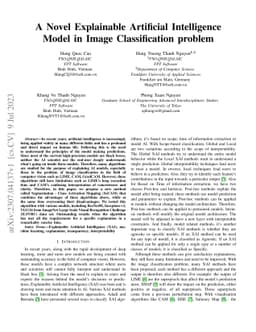 A Novel Explainable Artificial Intelligence Model in Image
  Classification problem