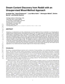 Dream Content Discovery from Reddit with an Unsupervised Mixed-Method
  Approach