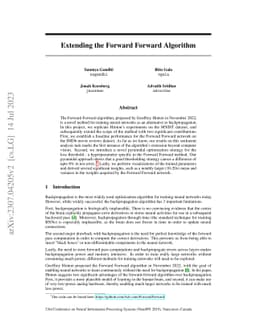Extending the Forward Forward Algorithm