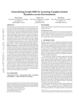 Generalizing Graph ODE for Learning Complex System Dynamics across
  Environments